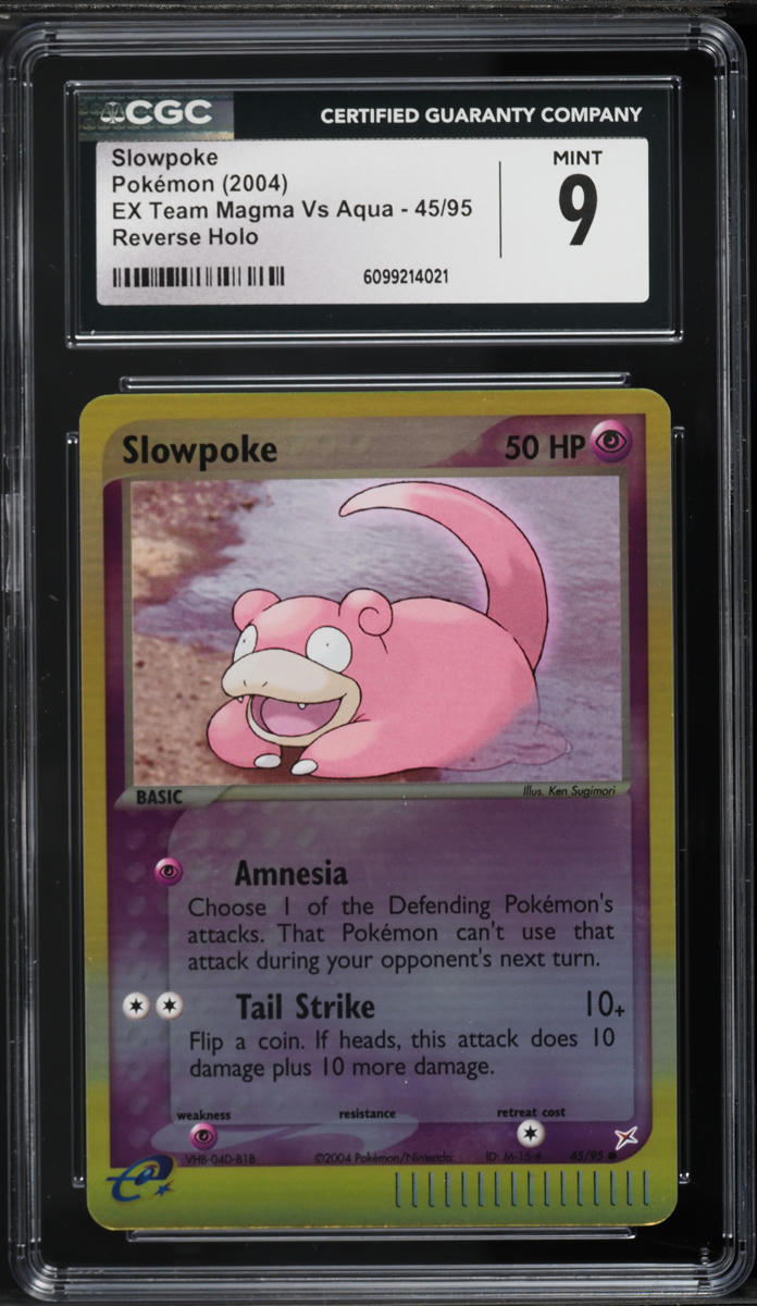 2004 Pokemon EX Team Magma Vs Aqua Reverse Holo Slowpoke #45 CGC 9 MINT