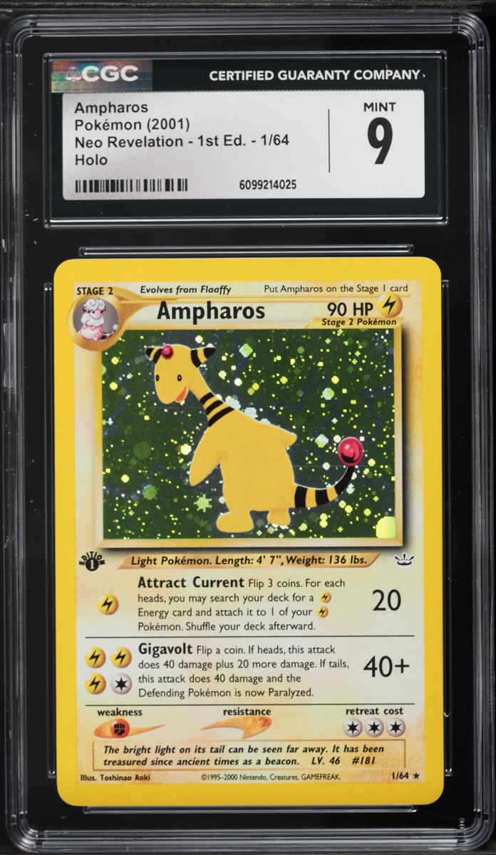 2001 Pokemon Neo Revelation 1st Edition Holo Ampharos #1 CGC 9 MINT