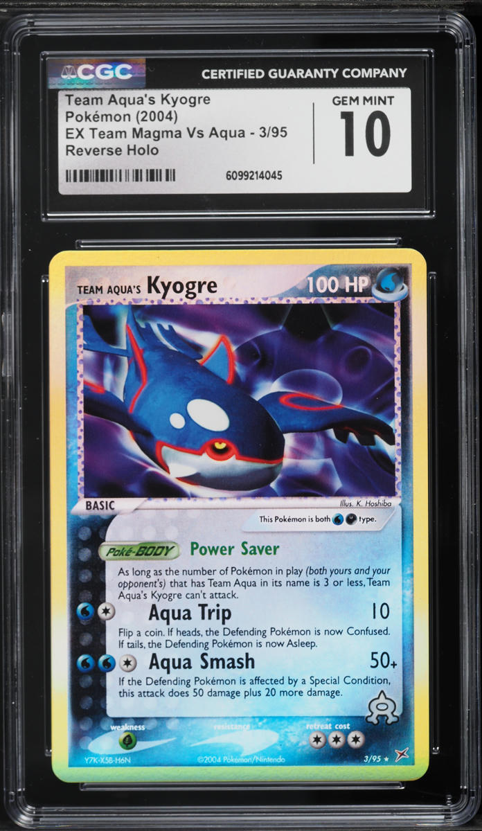 2004 Pokemon EX Team Magma Vs Aqua Reverse Holo Team Aqua's Kyogre #3 CGC 10 GEM MINT