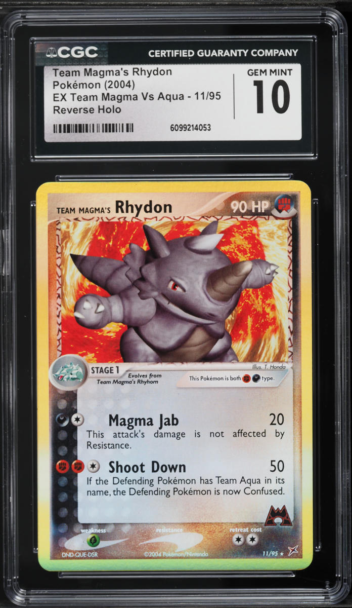 2004 Pokemon EX Team Magma Vs Aqua Reverse Holo Team Magma's Rhydon #11 CGC 10 GEM MINT