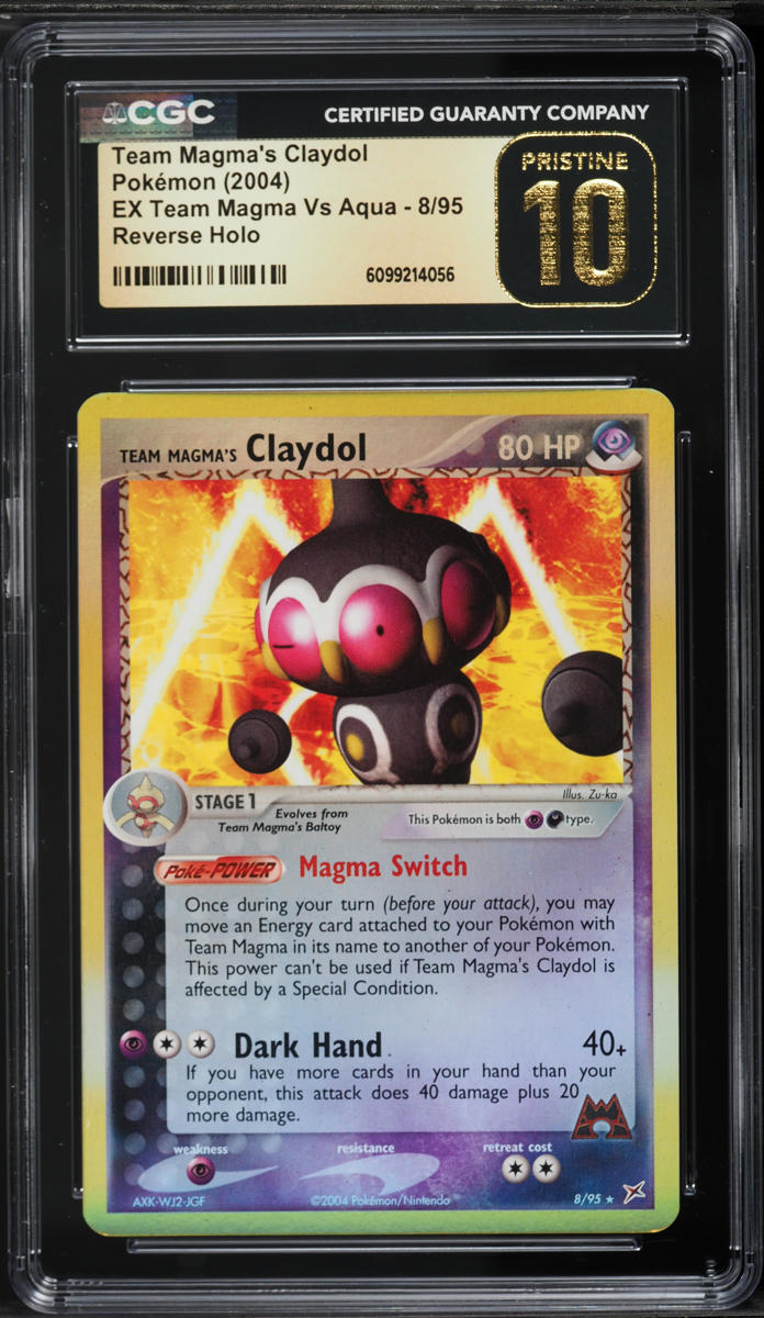 2004 Pokemon EX Team Magma Vs Aqua Reverse Holo Team Magma's Claydol #8 CGC 10 PRISTINE