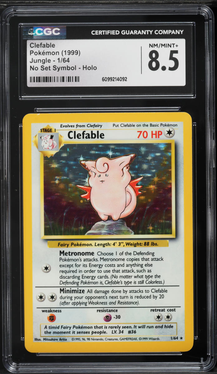 1999 Pokemon Jungle No Set Symbol Holo Clefable #1 CGC 8.5 NM-MT+ on  Fanatics Collect