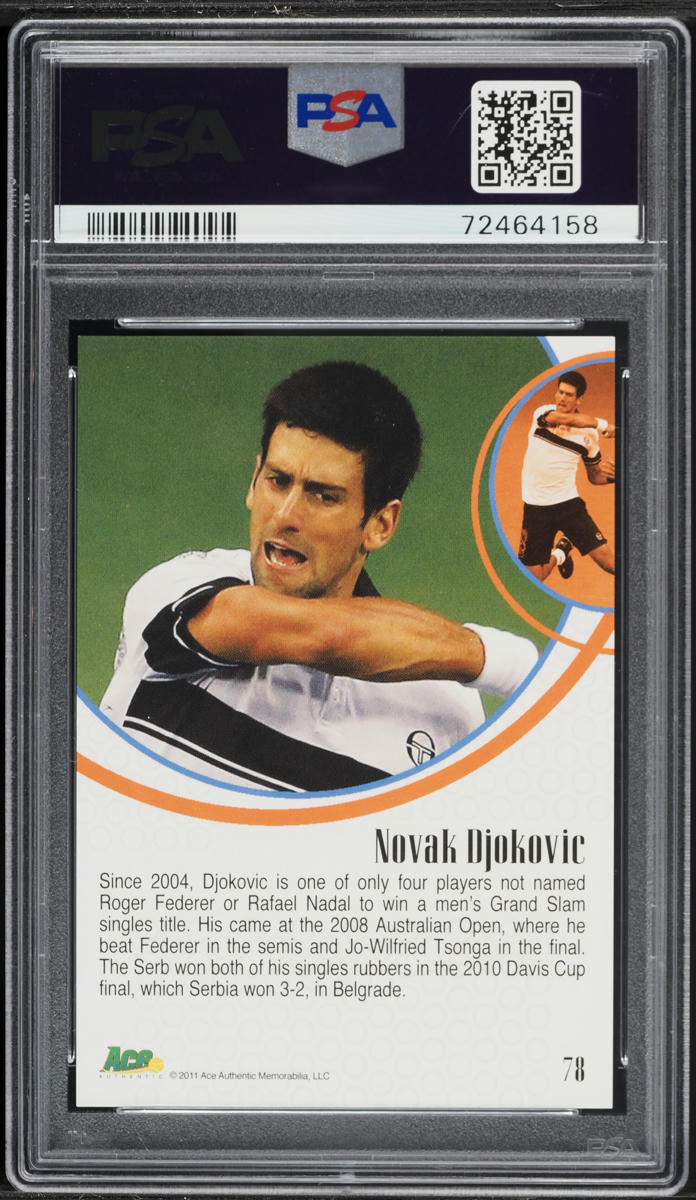 2011 Ace Authentic EX Novak Djokovic #78 PSA 10 GEM MINT on
