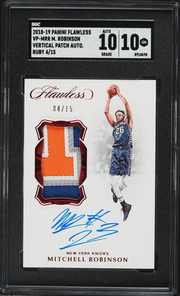 2018 Panini Flawless Vertical Ruby Mitchell Robinson PATCH AUTO /15 #VP-MRR SGC 10 GEM MINT