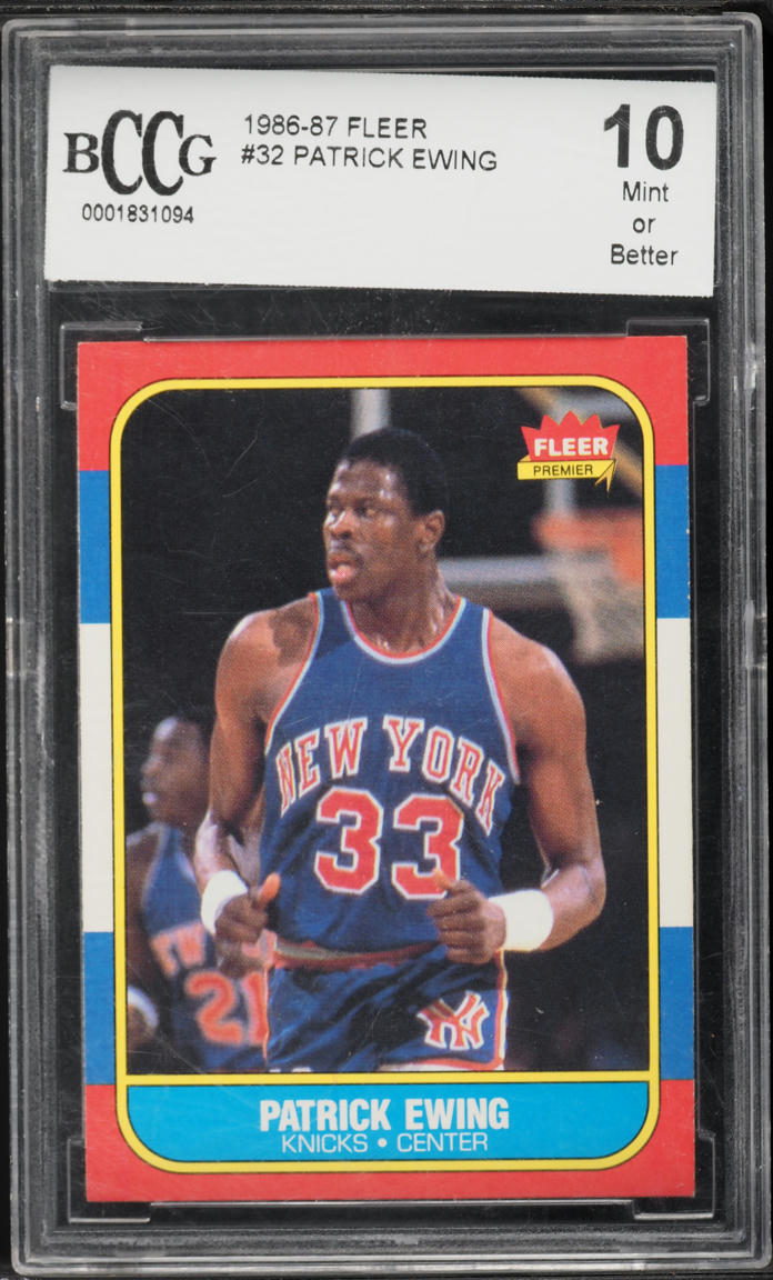 1986 Fleer Basketball Patrick Ewing ROOKIE AUTO #32 BCCG 10