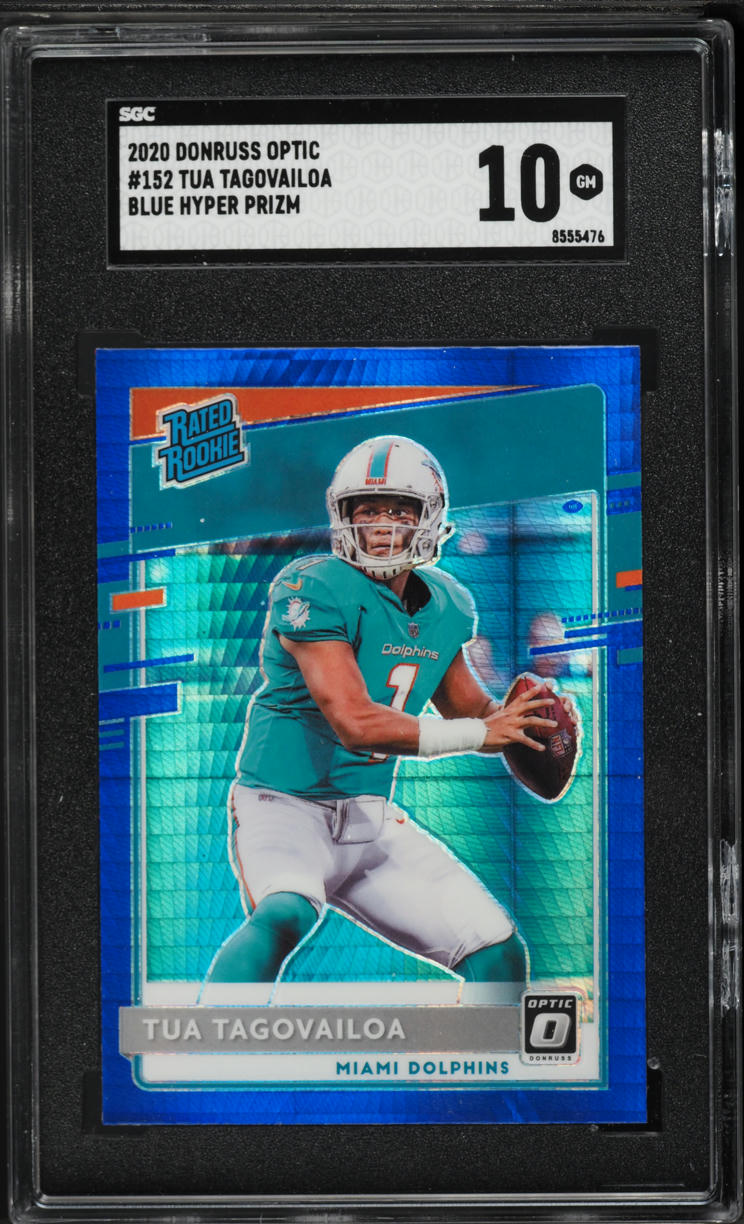 2020 Donruss Optic Blue Hyper Prizm Tua Tagovailoa ROOKIE #152 SGC 10 GEM MINT