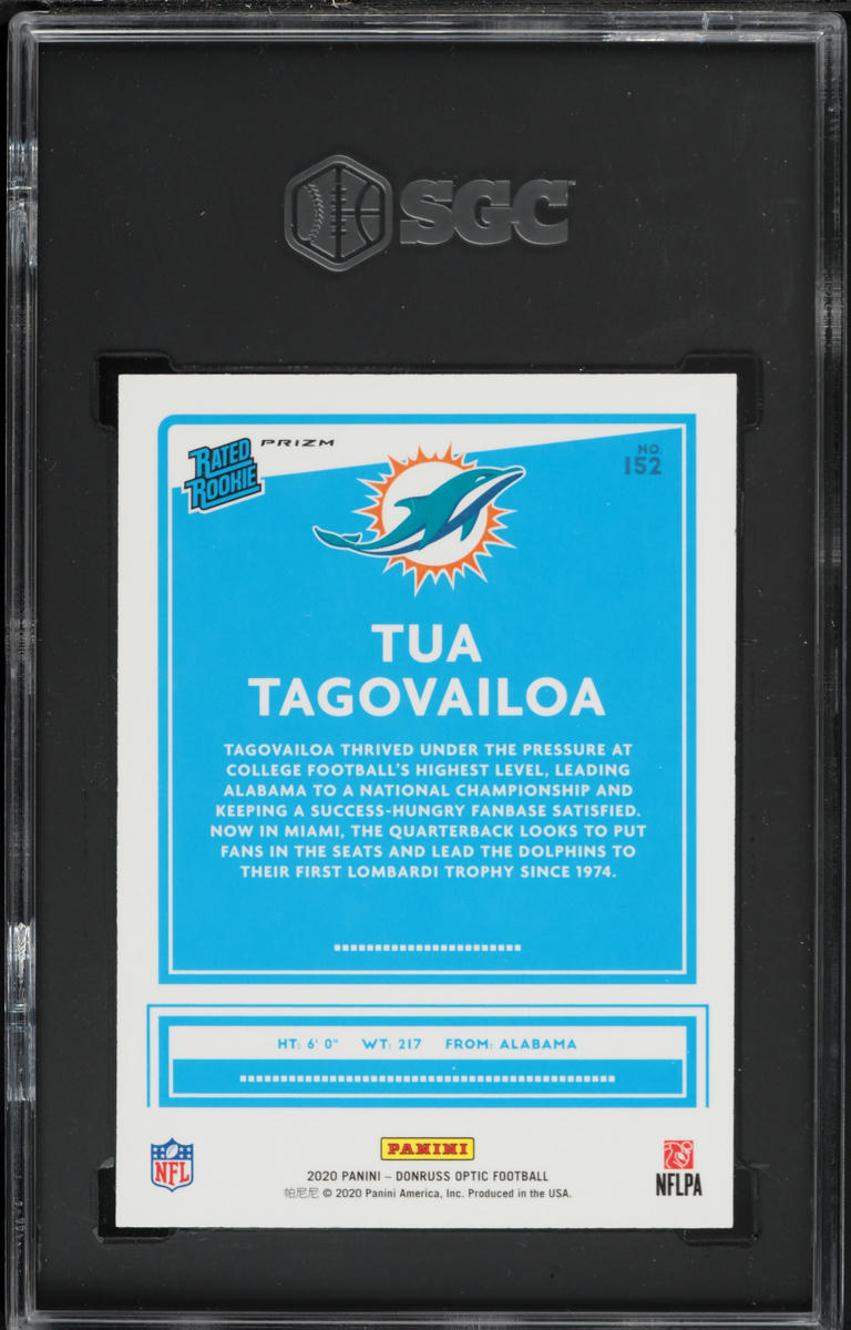 2020 Donruss Optic Blue Hyper Prizm Tua Tagovailoa ROOKIE #152 SGC 10 GEM MINT