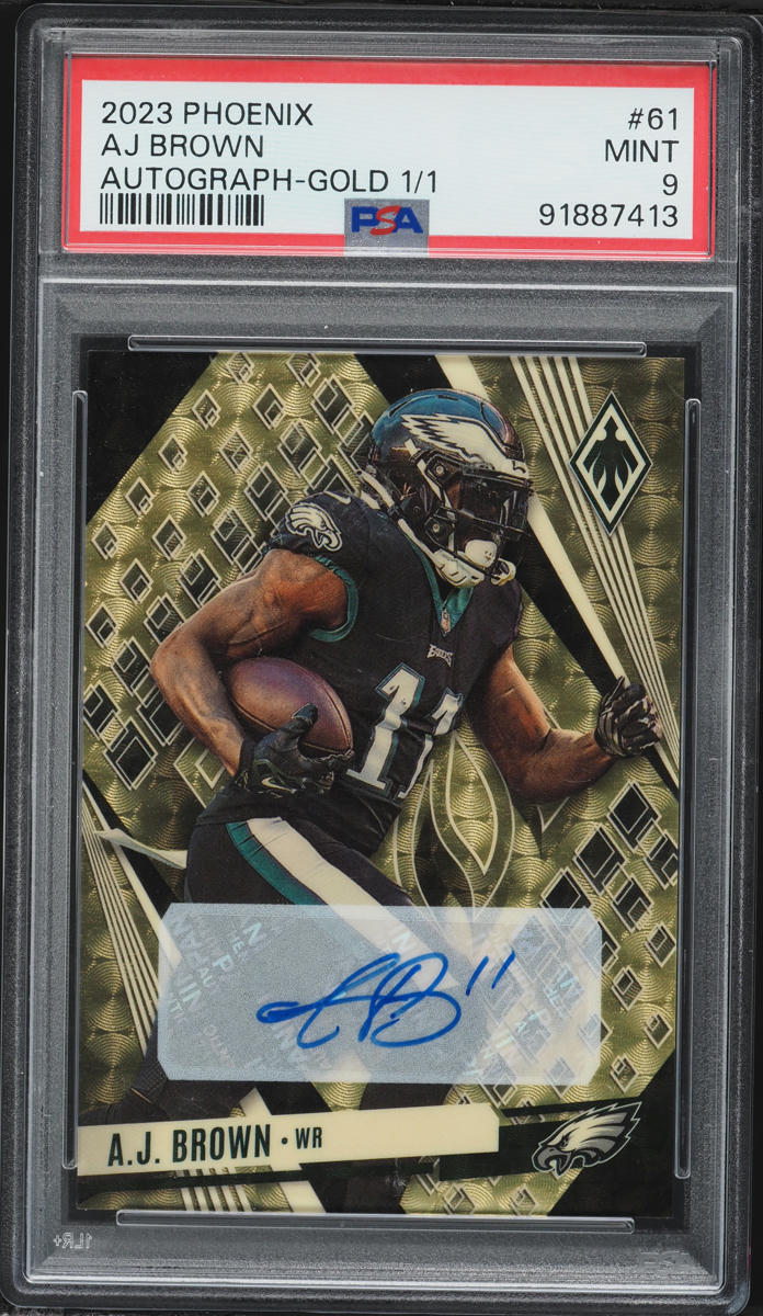2023 Panini Phoenix Gold AJ Brown AUTO 1/1 #61 PSA 9 MINT