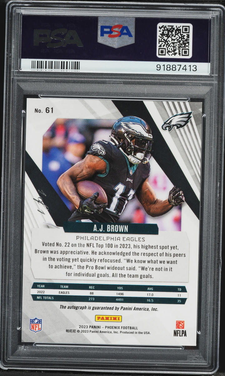 2023 Panini Phoenix Gold AJ Brown AUTO 1/1 #61 PSA 9 MINT