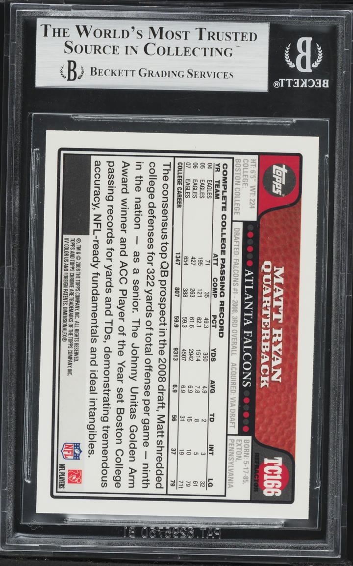 2008 Topps Chrome Refractors Matt Ryan ROOKIE #TC166 BGS 9 MINT