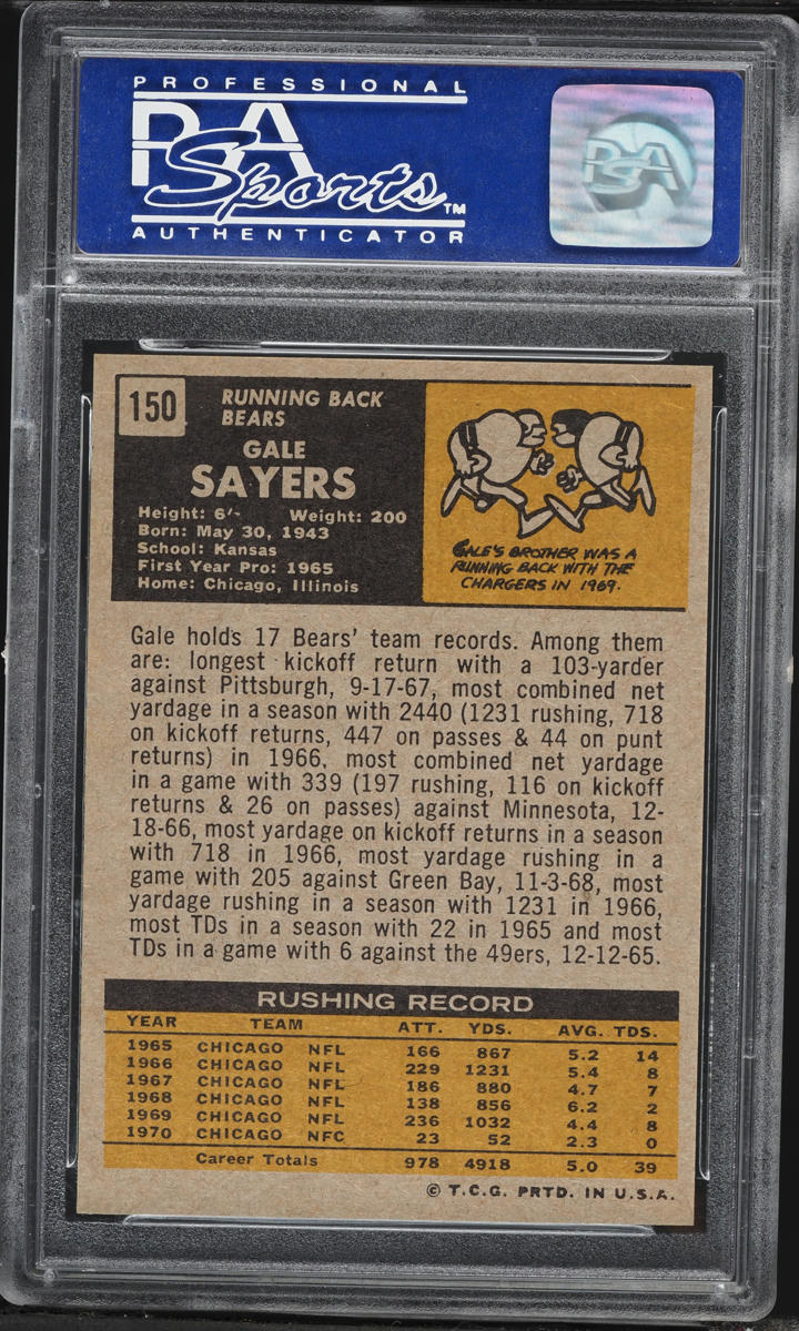 1971 Topps Football Gale Sayers #150 PSA 7 NRMT