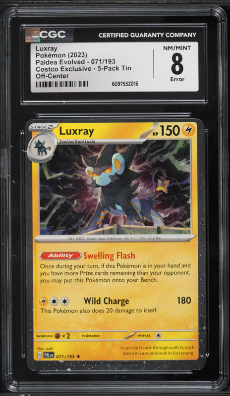 2023 Pokemon Scarlet & Violet Paldea Evolved Costco Exclusive Luxray #71 CGC 8 NM-MT