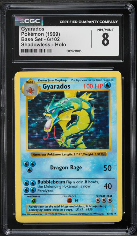 1999 Pokemon Base Set Shadowless Holo Gyarados #6 CGC 8 NM-MT