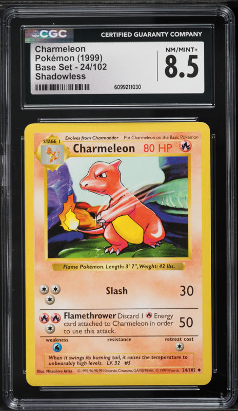 1999 Pokemon Base Set Shadowless Charmeleon #24 CGC 8.5 NM-MT+