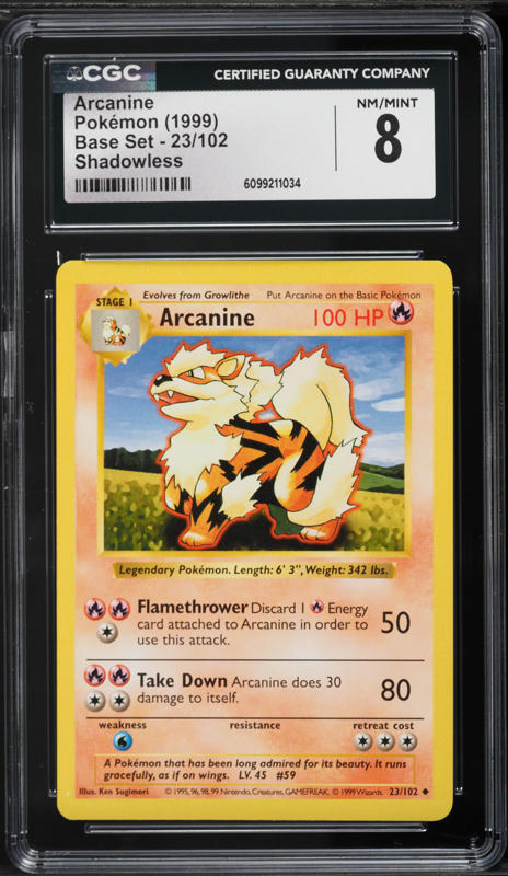 arcanine pokemon card 1995 - 059/165 151 - Reverse Foil Base Set Unlimited Type Pokemon Promo Cards WotC Promo