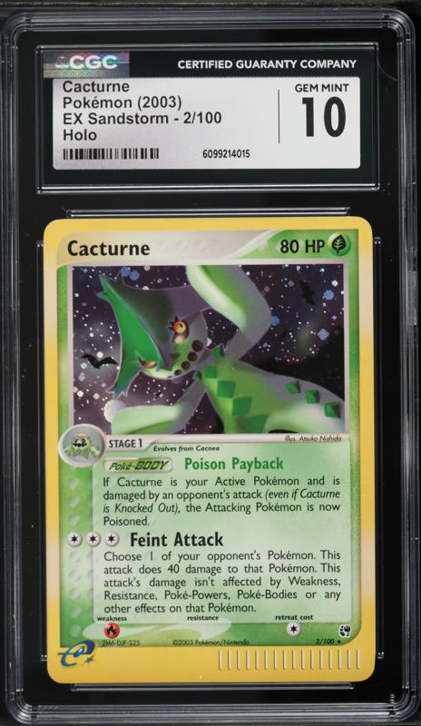 cacturne pokemon card value 2003 EX Sandstorm Reverse Holo #2 CGC 8.5 NM-MT+ on Fanatics Collect Rare Pokemon Cacturne EX - EX Emerald