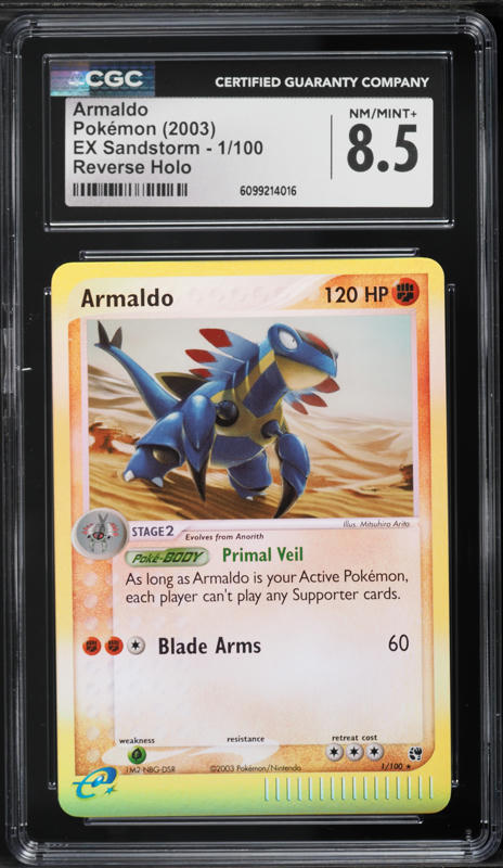 2003 Pokemon EX Sandstorm Reverse Holo Armaldo #1 CGC 8.5 NM-MT+