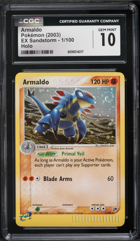 2003 Pokemon EX Sandstorm Holo Armaldo #1 CGC 10 GEM MINT