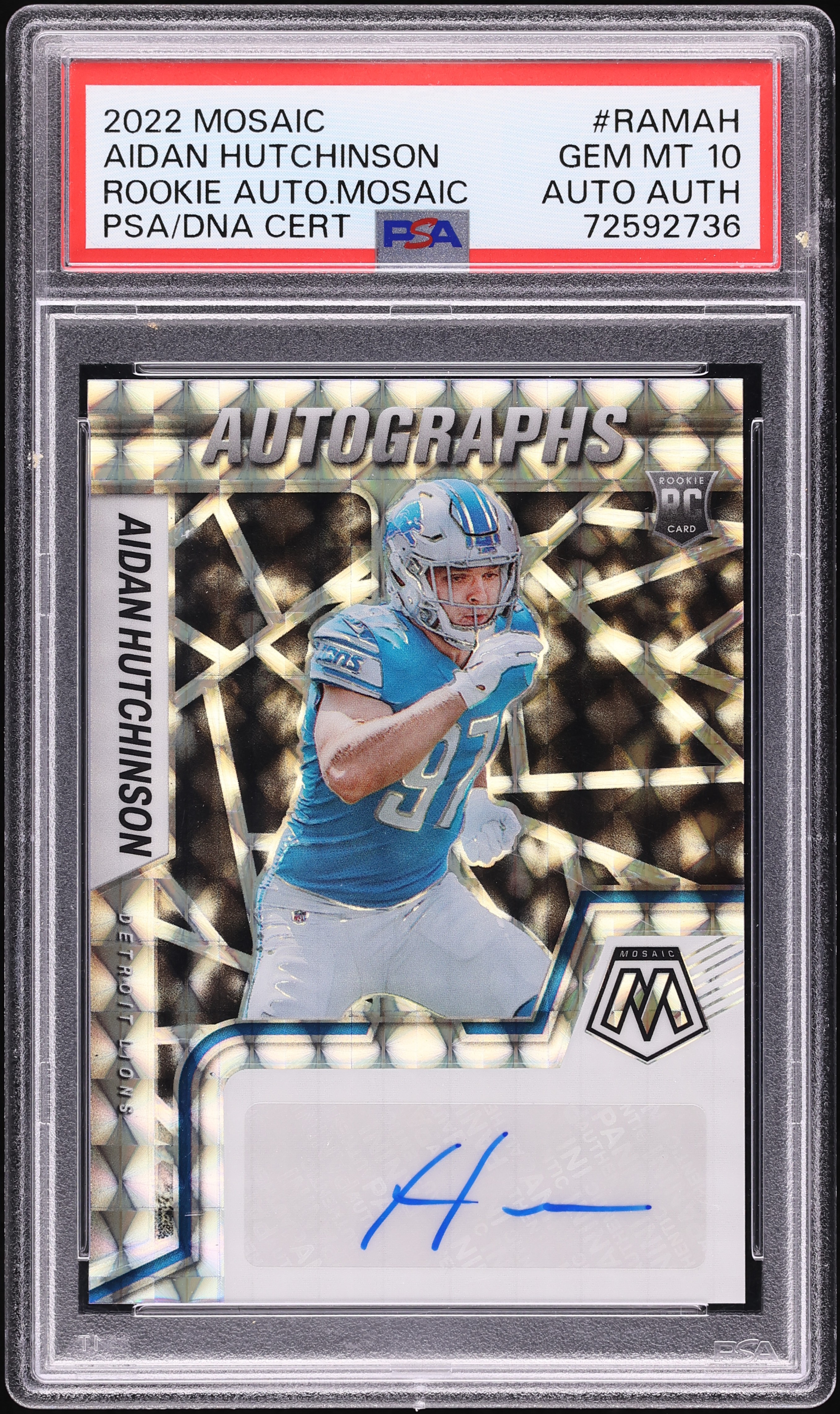 2022 Panini Mosaic Aidan Hutchinson ROOKIE AUTO #RAM-AH PSA 10 GEM