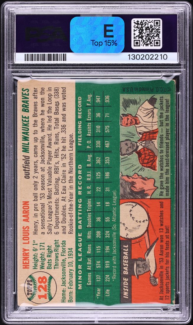 1954 Topps Hank Aaron ROOKIE #128 PSA 3 VG