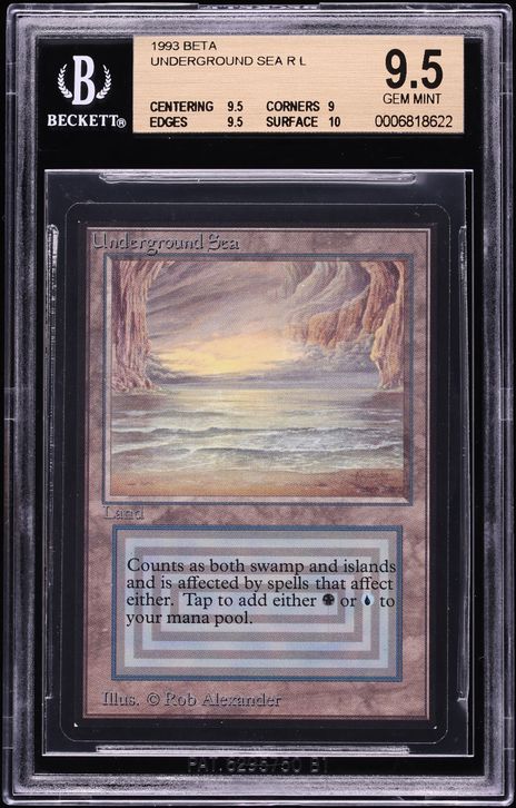 1993 Magic The Gathering MTG Beta Dual Land Underground Sea BGS