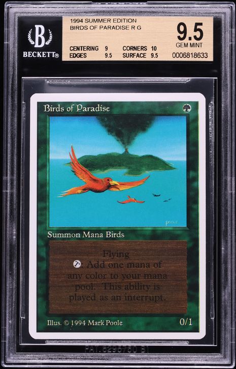 1994 Magic The Gathering MTG Summer Edition Birds Of Paradise BGS 9.5 GEM MINT on Fanatics Collect 1994 Magic The Gathering MTG Summer Edition Birds Of Paradise BGS 9.5 GEM MINT on Fanatics Collect
