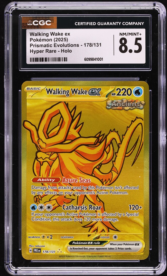 2025 Pokemon Scarlet & Violet Prismatic Evolutions Gold Rare Walking Wake ex #178 CGC 8.5 on Fanatics Collect 2025 Pokemon Scarlet & Violet Prismatic Evolutions Gold Rare Walking Wake ex #178 CGC 8.5 on Fanatics Collect