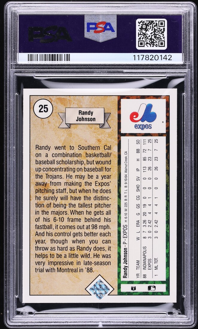 1989 Upper Deck Star Randy Johnson ROOKIE #25 PSA 10 GEM MINT