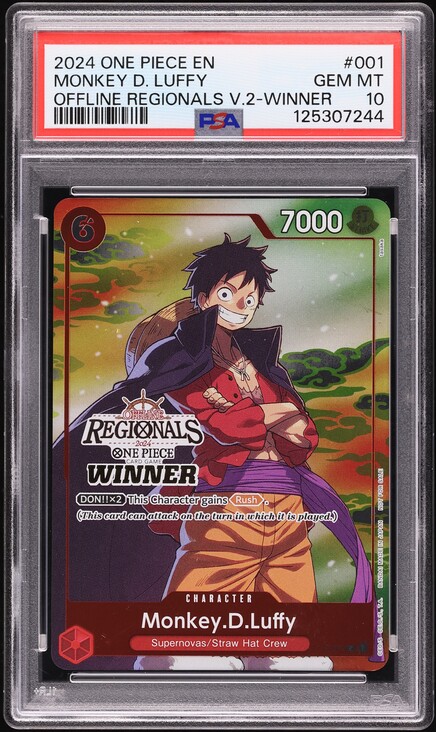 2024 One Piece Offline Regionals Pack 2024 Vol.2 Winner Monkey D. Luffy #001 PSA 10 GEM MINT