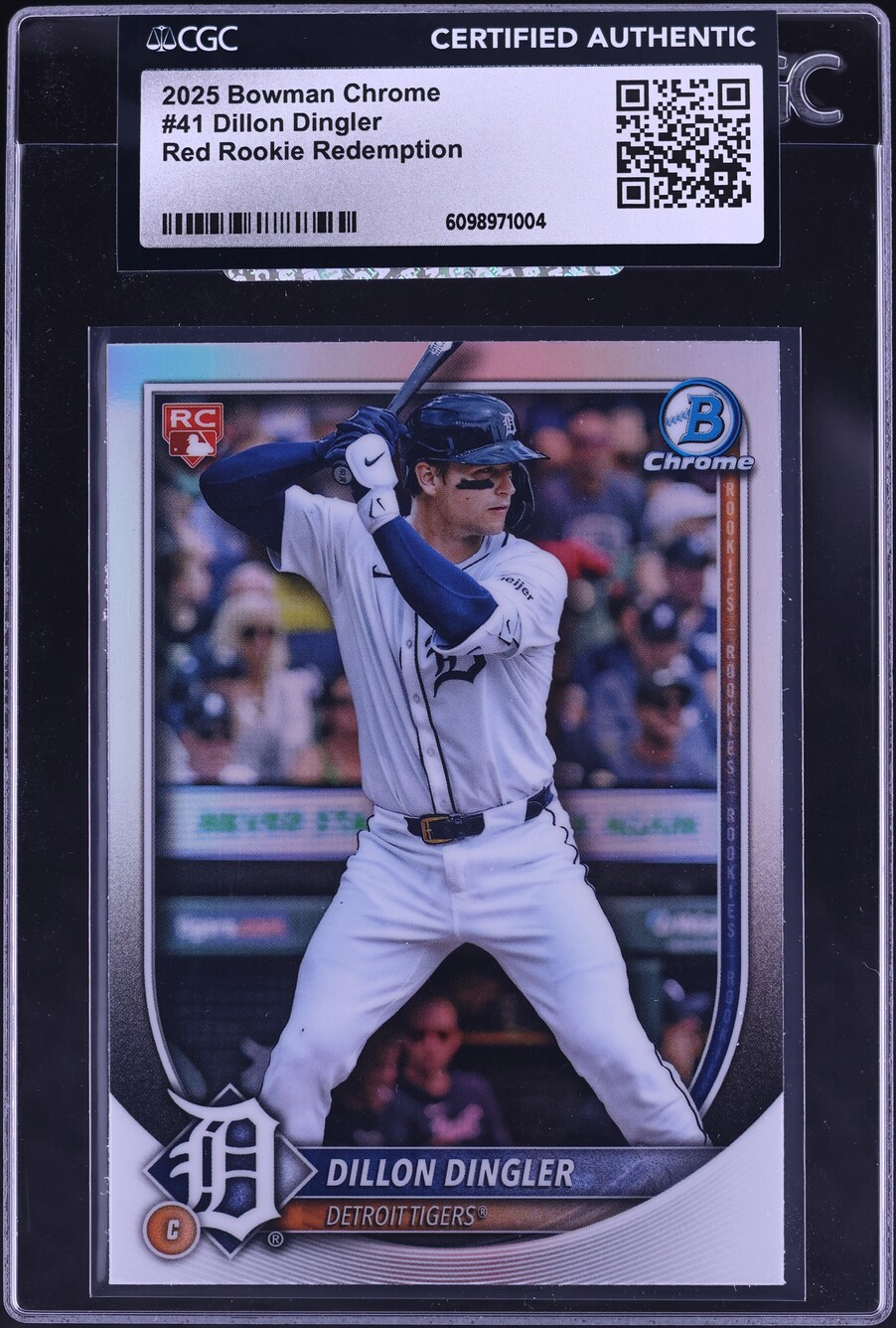 2025 Bowman Chrome Red Redemption Dillon Dingler ROOKIE#41 CGC AUTH