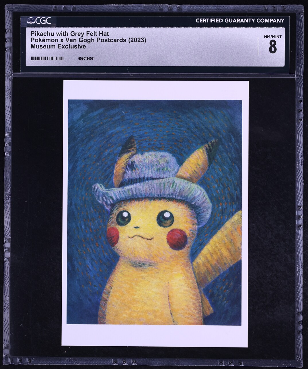 2023 Pokemon Van Gogh Postcards Museum Exclusive Pikachu With Grey Felt Hat CGC 8 NM-MT