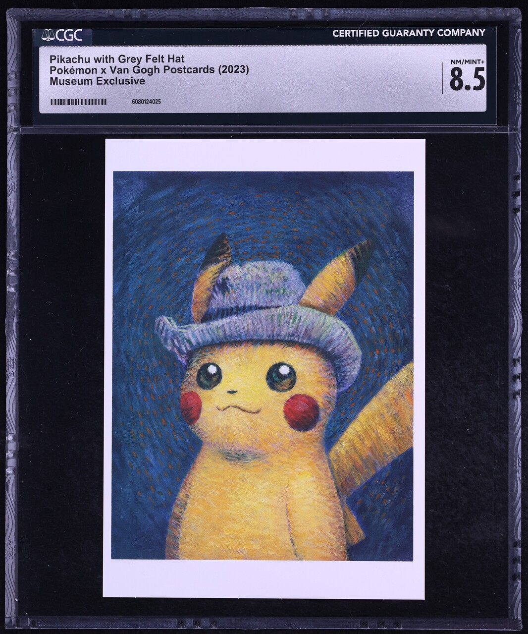 2023 Pokemon Van Gogh Postcards Museum Exclusive Pikachu With Grey Felt Hat CGC 8.5 NM-MT+
