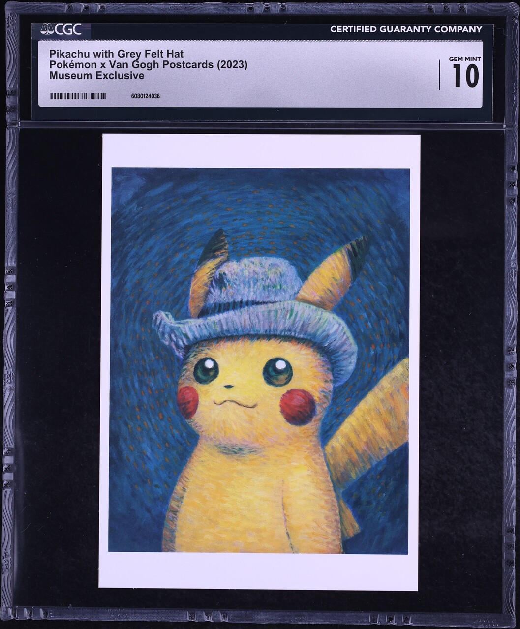 2023 Pokemon Van Gogh Postcards Museum Exclusive Pikachu With Grey Felt Hat CGC 10 GEM MINT