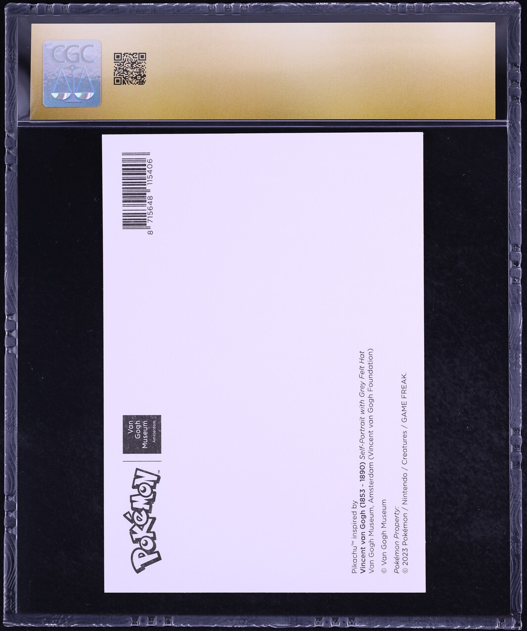 2023 Pokemon Van Gogh Postcards Museum Exclusive Pikachu With Grey Felt Hat CGC 10 PRISTINE