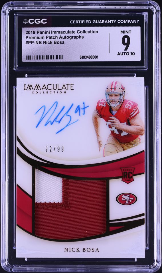 2019 Panini Origins Turquoise Nick Bosa ROOKIE PATCH AUTO /25 #118