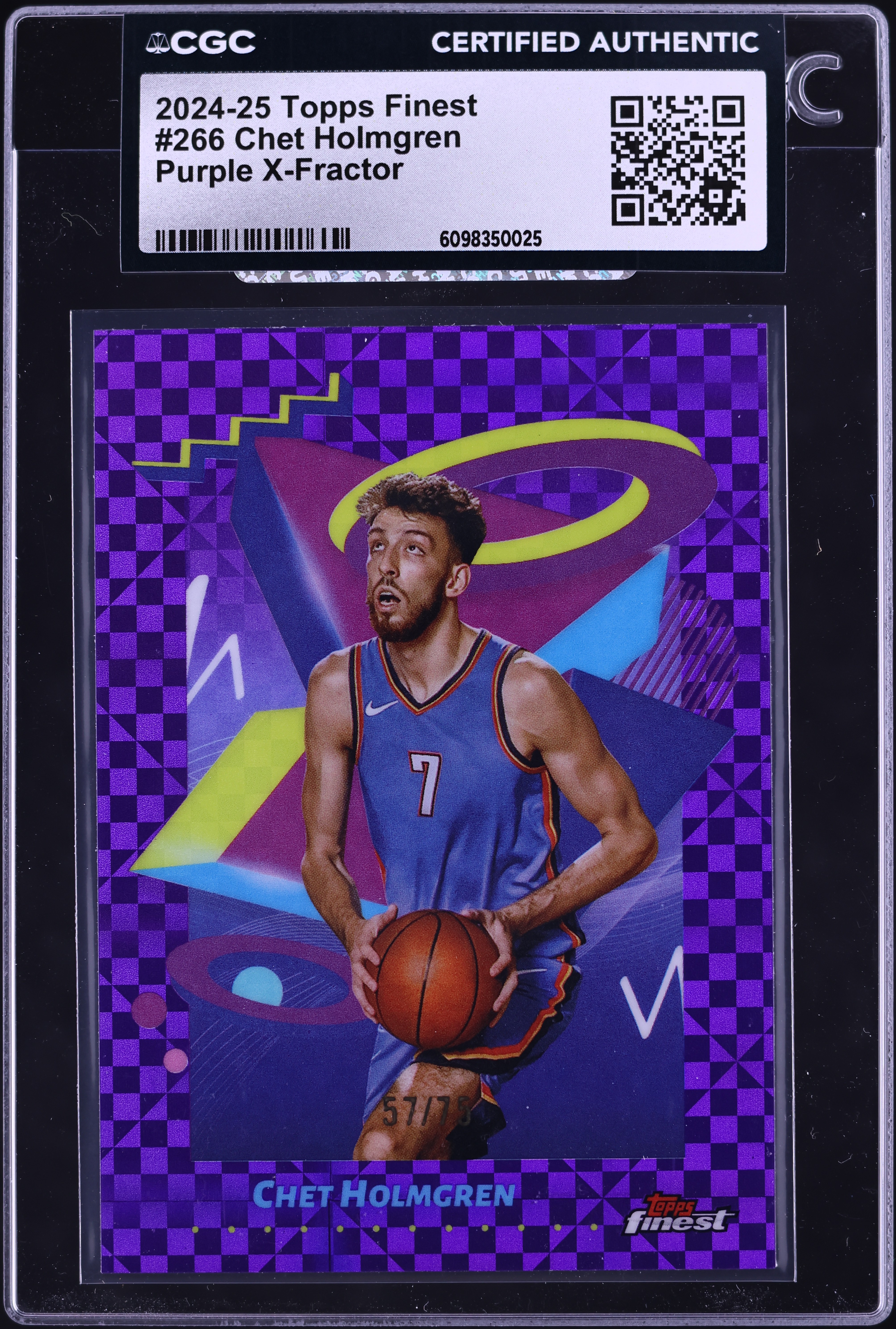 2024 Finest Purple Xfractor Chet Holmgren /75 #266 CGC AUTH on