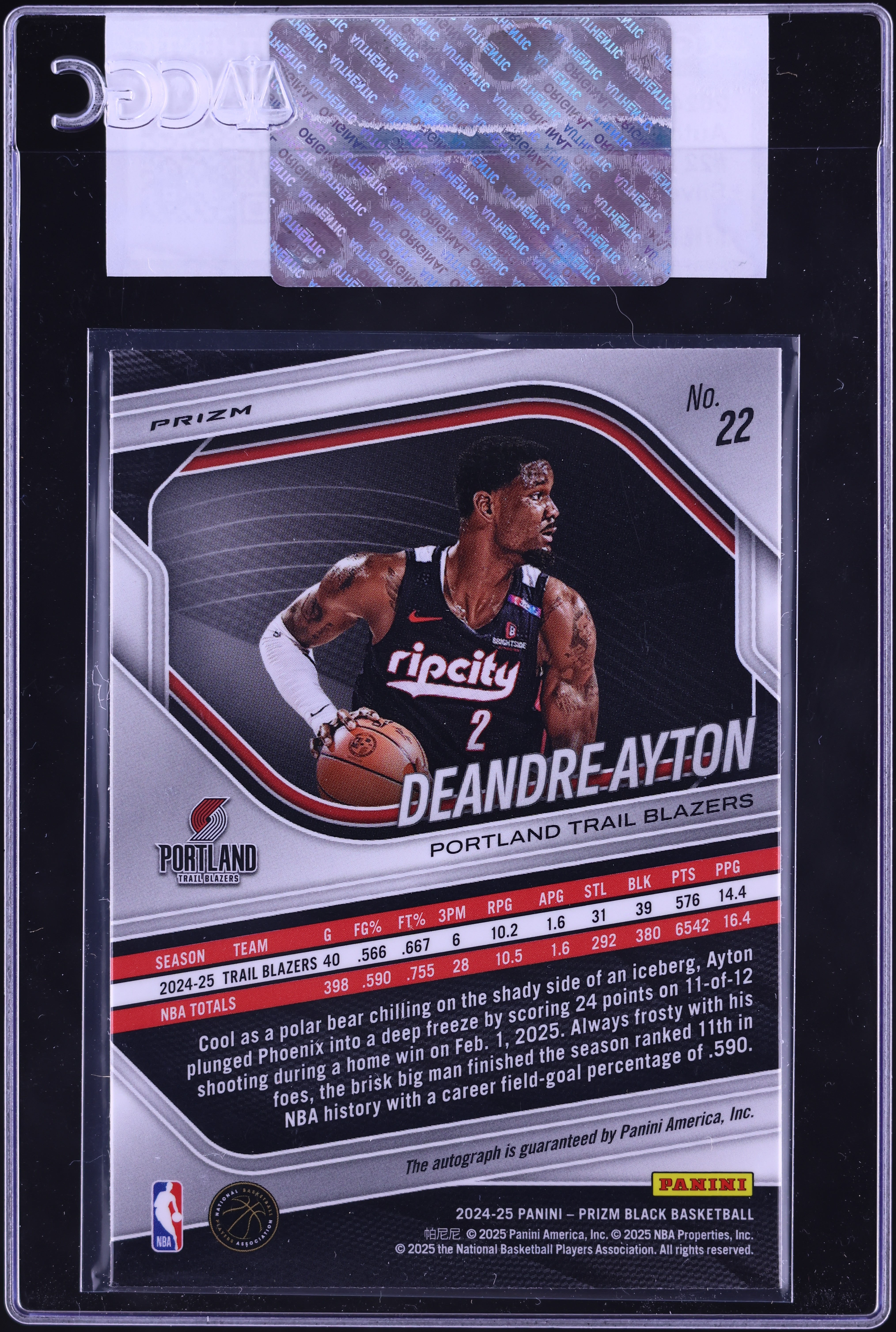 2024 Panini Prizm Black Silver DeAndre Ayton AUTO #22 CGC AUTH on
