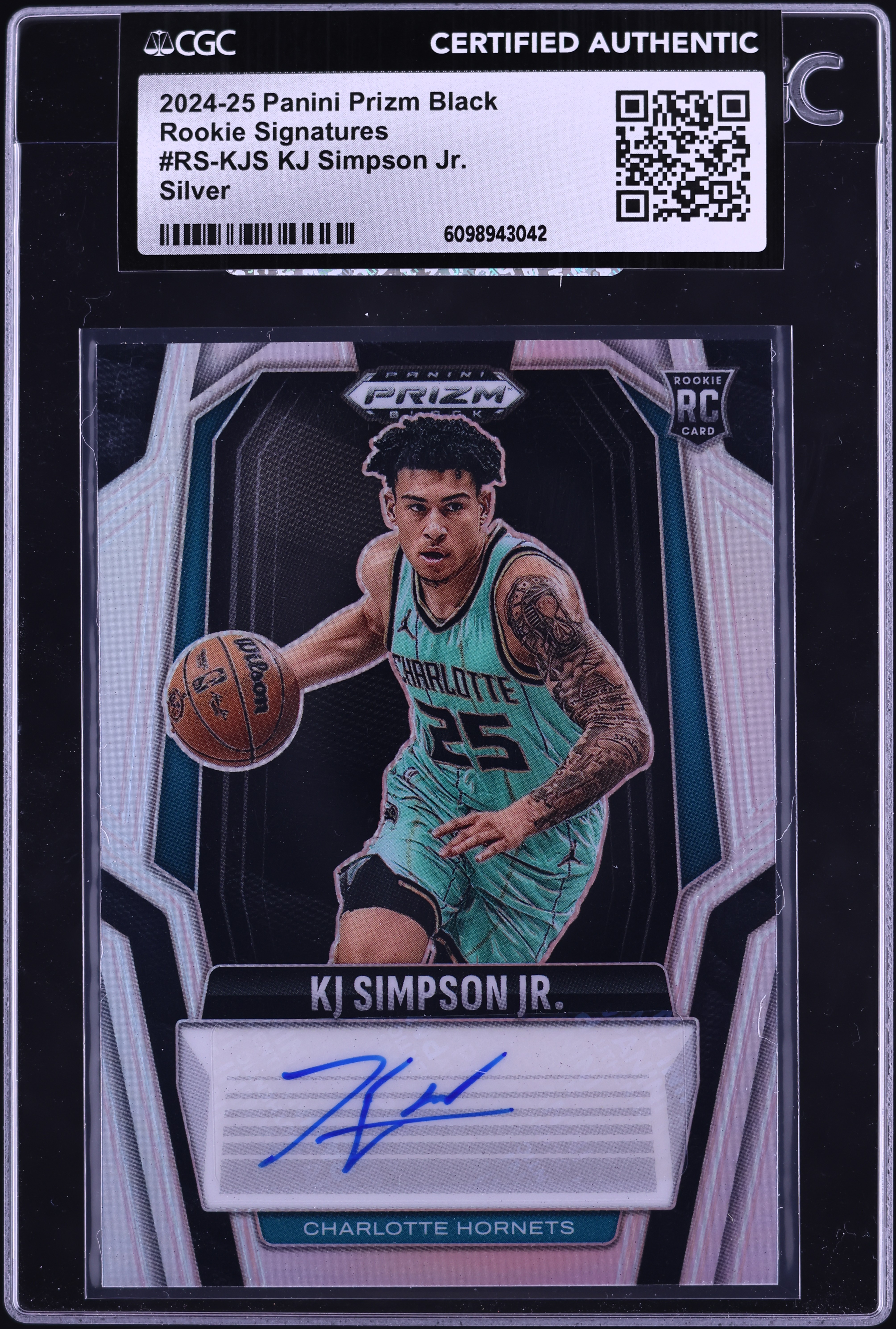 2024 Panini Prizm Black Signatures Silver KJ Simpson Jr. ROOKIE