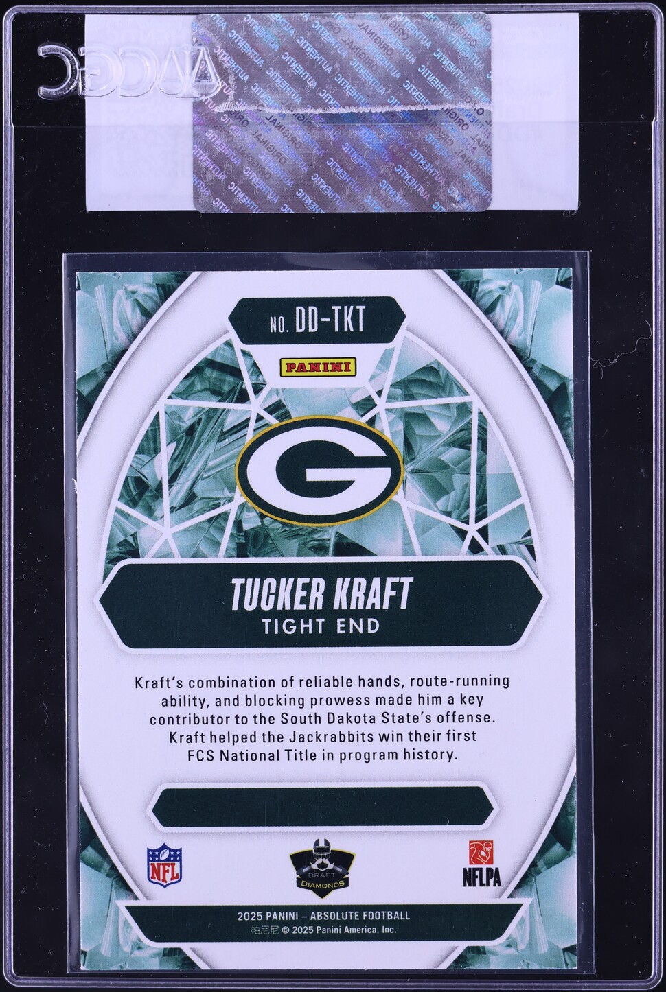2025 Absolute Draft Diamonds Tucker Kraft #DD-TKT CGC AUTH
