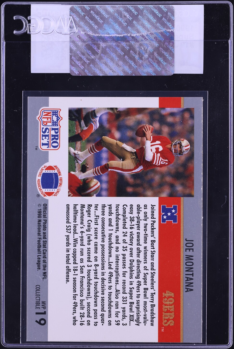 1990 Pro Set Super Bowl MVP's Joe Montana #19 CGC AUTH