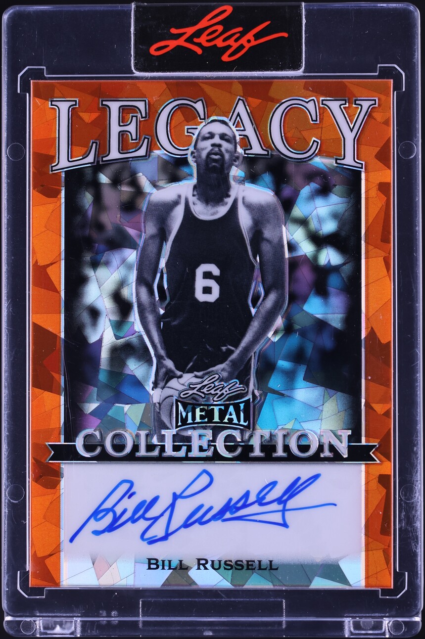 2022 Leaf Metal Legacy Collection Orange Crystals Bill Russell AUTO 1/1 #LCA-BR2