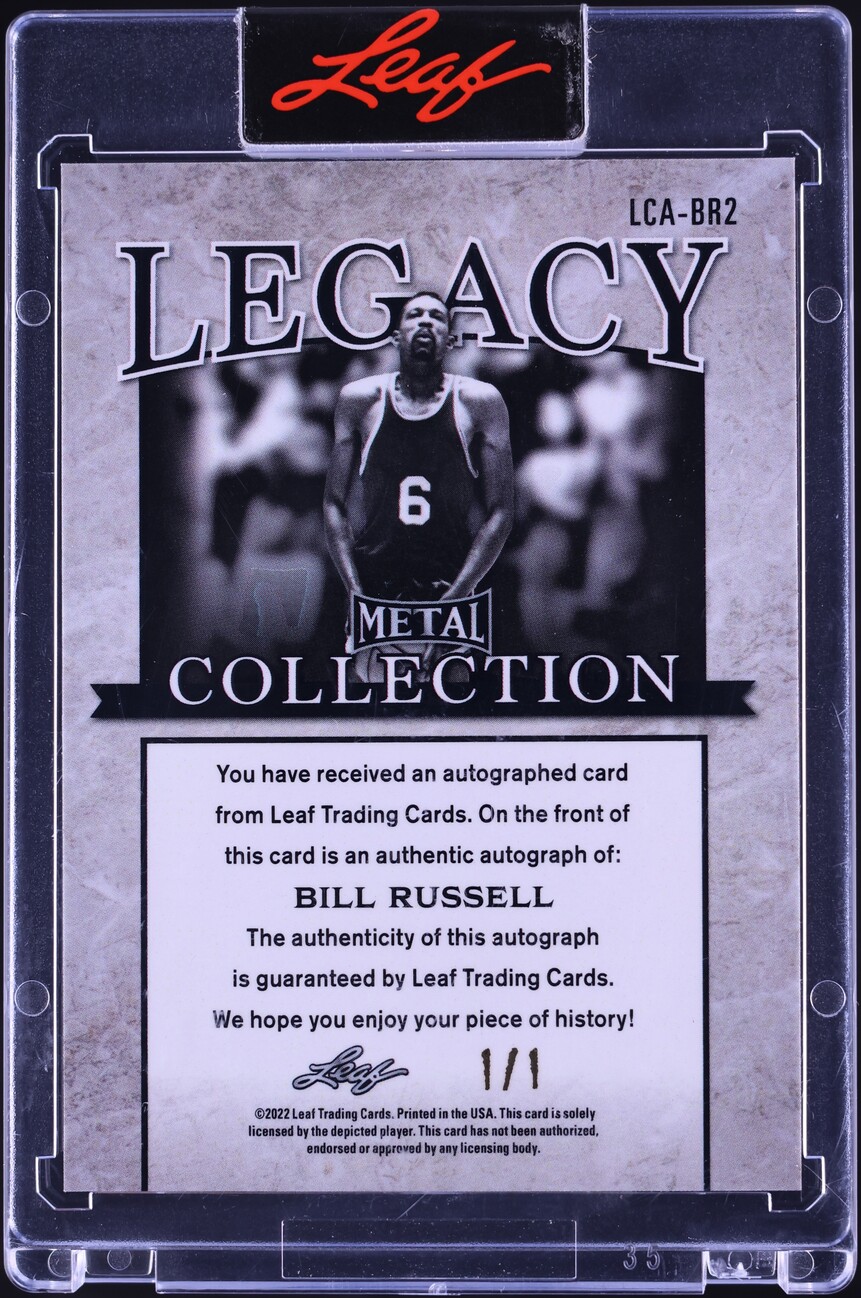 2022 Leaf Metal Legacy Collection Orange Crystals Bill Russell AUTO 1/1 #LCA-BR2