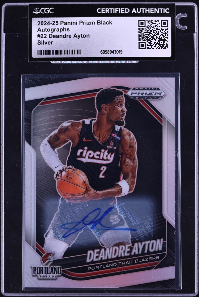 2024 Panini Prizm Black Silver DeAndre Ayton AUTO #22 CGC AUTH on