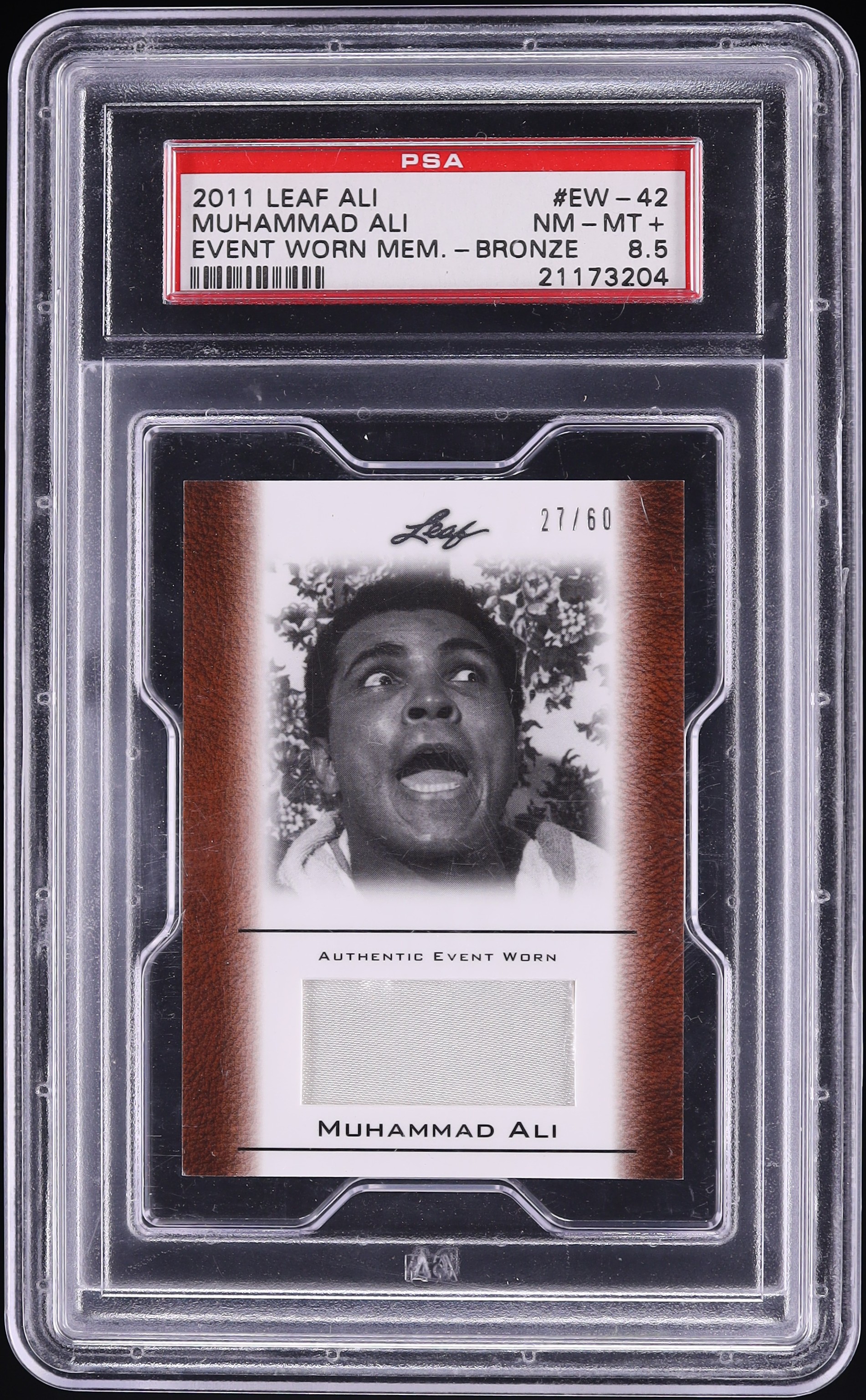 2011 Leaf Ali Bronze Muhammad Ali GAME-USED PATCH /60 #EW-42 PSA