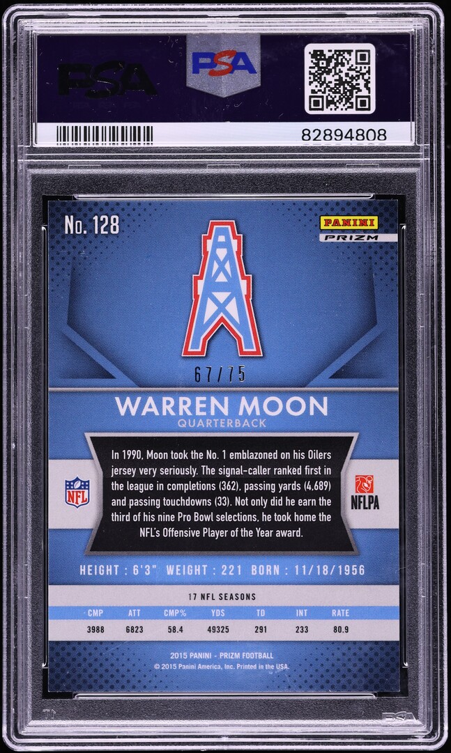 2015 Panini Prizm Green Crystals Warren Moon /75 #128 PSA 10 GEM MINT