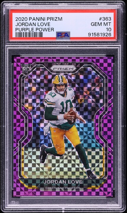 2020 Panini Prizm Purple Power Jordan Love ROOKIE /49 #363 PSA 10