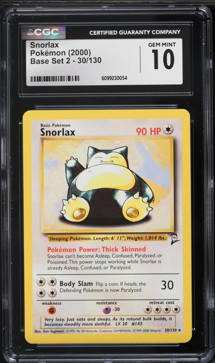 2000 Pokemon Base Set 2 Snorlax #30 CGC 10 GEM MINT