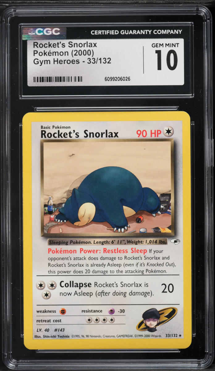 2000 Pokemon Gym Heroes Rocket's Snorlax #33 CGC 10 GEM MINT
