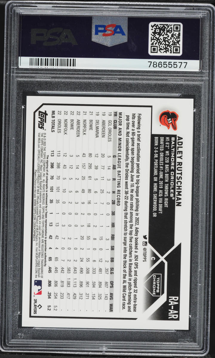 2023 Topps Chrome Blue Refractor Adley Rutschman ROOKIE AUTO /150