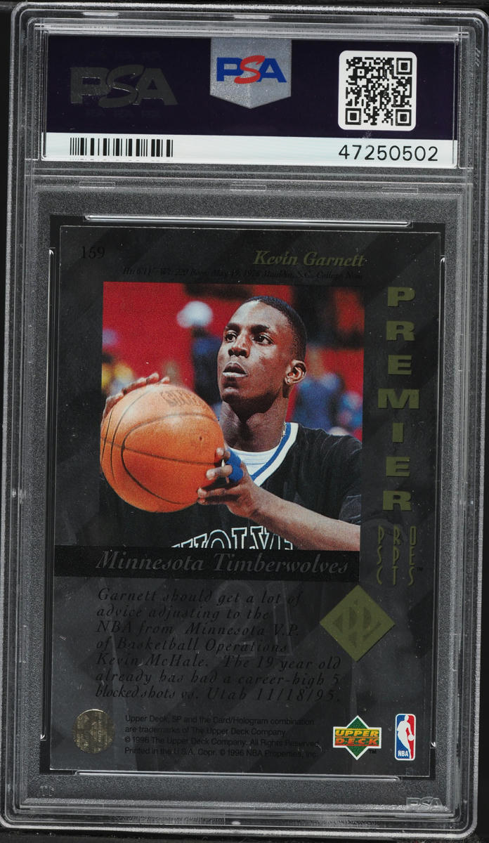 1995 SP Basketball Kevin Garnett ROOKIE #159 PSA 9 MINT on